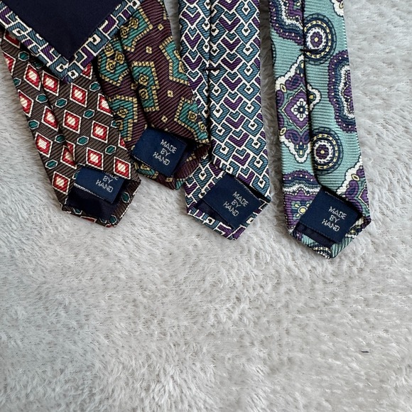 VTG Set Of 4‎ Polo By Ralph Lauren Pointed Necktie Mens OS Multicolor Preowned - Picture 3 of 3